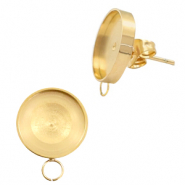 Polaris Steel earrings (with horizontal loop) setting for cabochon 7mm/Swarovski SS34 Gold