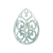 Resin pendants drop baroque 38x27mm Ash Grey-Green