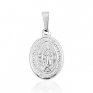 Stainless steel charms oval "Mother of Guadeloupe" Silver