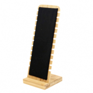 Jewellery display wood with velvet for bracelets Natural-Black