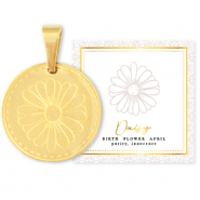 Stainless steel Mix & Match charms 15mm Birth flower April-Daisy Gold
