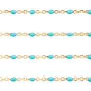 Stainless steel findings belcher chain 1mm Turquoise Blue-Gold