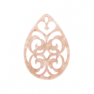 Resin pendants drop baroque 38x27mm Peach Beige