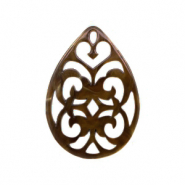 Resin pendants drop baroque 38x27mm Toffee Brown