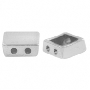 DQ European metal beads duo beads square Antique Silver (nickel free)