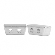 DQ European metal beads duo beads Rectangle Antique Silver (nickel free)