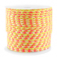 Trendy cord braided 2mm Neon Yellow-Pink