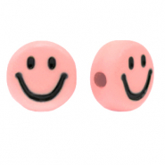 Acrylic letter beads smiley Vintage Pink