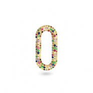 Zirconia rainbow oval connector Gold