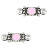 DQ European metal charms connector Antique Silver-Lilac Rose (nickel free)