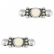 DQ European metal charms connector Antique Silver-Ivory White (nickel free)