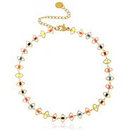 Stainless steel anklets chain enamel Gold-Multicolour