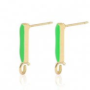 DQ European metal findings earpin bar Gold-Neon Green (nickel free)