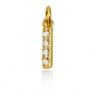 Brass TQ metal charms initial I Gold