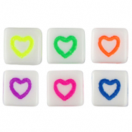 Acrylic letter beads hearts White