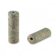 Natural stone beads mix of nature stone tubes Grey