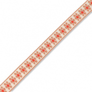 Ribbon with flowers White-Beige