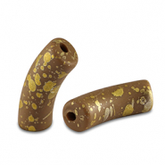 Acrylic beads tube matt Brown-Gold