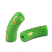 Acrylic beads tube shiny Light Green-Gold