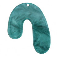 Resin pendants organic Petrol Blue