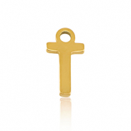 Stainless steel charms initial T Gold