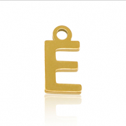 Stainless steel charms initial E Gold
