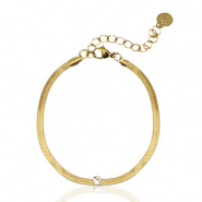 Stainless steel snake bracelets crystal Gold-Crystal
