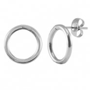 Stainless steel findings earrings / earpin 14mm Silver