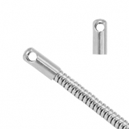 Stainless Steel findings end cap for belcher chain snake for chain snake &Oslash;2.5mm Silver