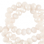 Top faceted beads 8x6mm disc Light peach White-Pearl Shine Coating