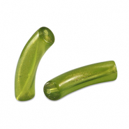 Acrylic tube beads shiny Golden Olive Green