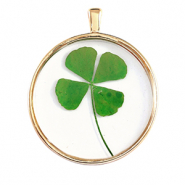 Charms with dried flowers Gold-Green