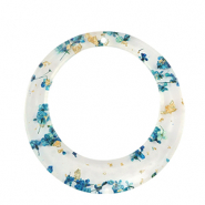 Resin pendants with dried flowers 39mm Blue-Gold