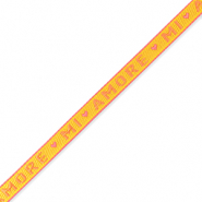 Ribbon text "mi amore" Yellow-Coral Pink