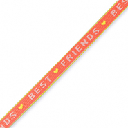 Ribbon text "best friends" Coral Red-Lime Green