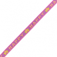 Ribbon text "happy" Sheer Lilac-Coral Pink