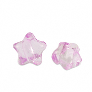 Acrylic beads star Rose Purple Transparent