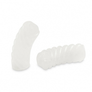 Acrylic tube beads twisted Transparent White
