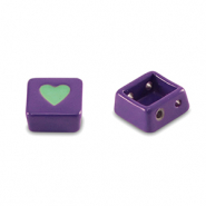 Tile beads square Grape Purple-Turquoise