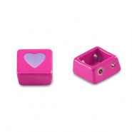 Tile beads square Magenta Pink-Paisley Purple