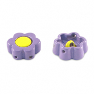 Tile beads flower Paisley Purple-Yellow