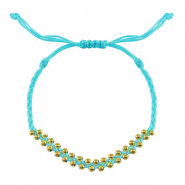 Ready-made Bracelets stainless steel beads Blue-Gold