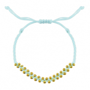 Ready-made Bracelets stainless steel beads Mint Blue-Gold