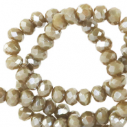 Top faceted beads 4x3mm disc Khaki Green-Pearl Shine Coating