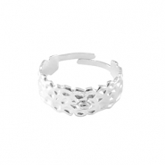 Stainless steel rings with loop Silver