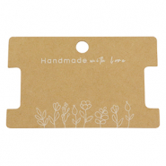 Jewellery cards "handmade with love" flowers Brown
