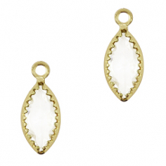 Crystal glass charms oval Crystal-Gold