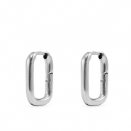 Stainless steel earrings / earpins oval Silver
