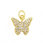 Brass TQ metal charms zirconia Butterfly Gold