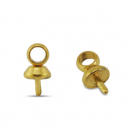 Stainless steel findings end cap for beads Gold